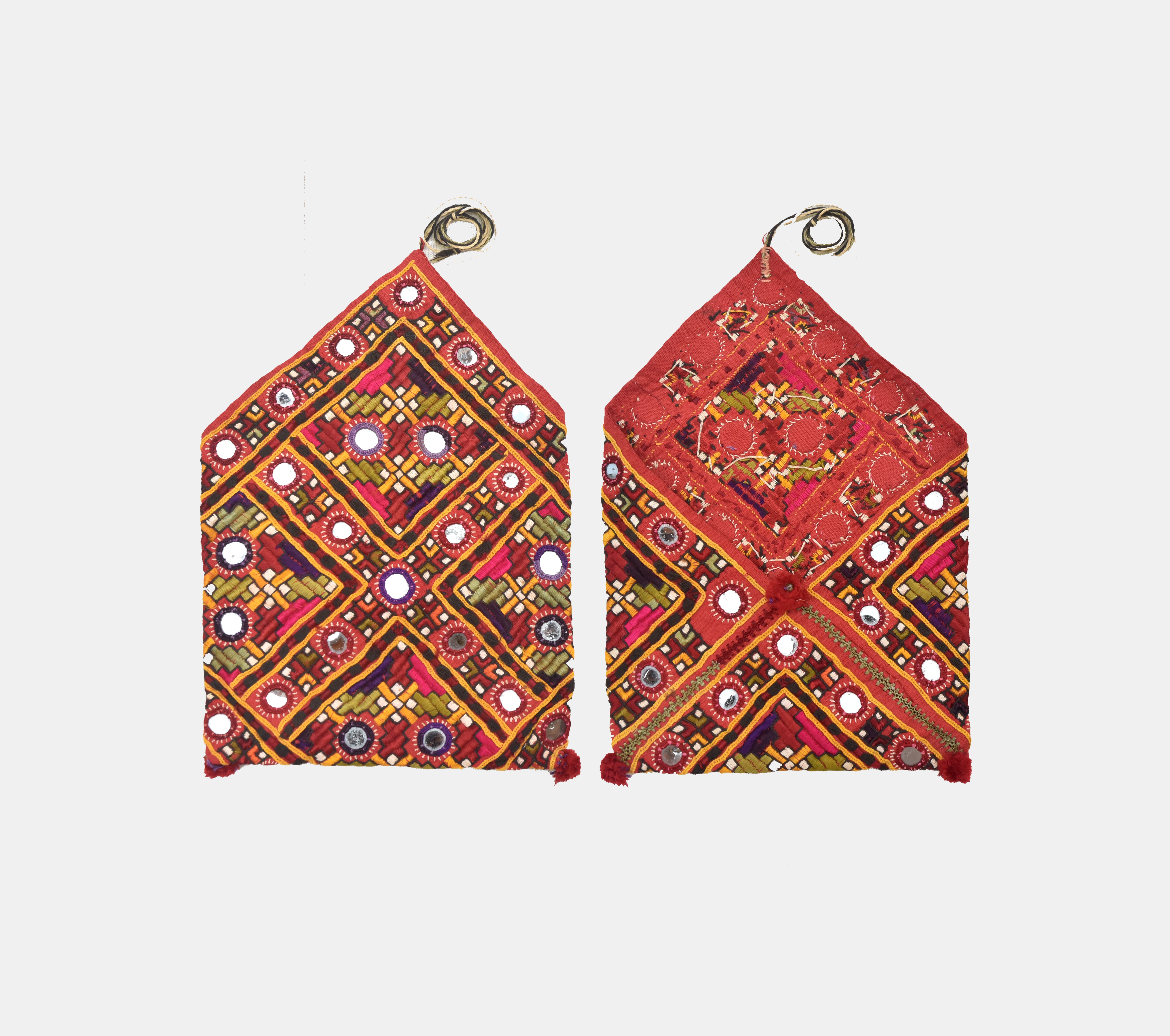 Bridal embroidered purses, bujhki, Jat community, Sujawal, Indus delta