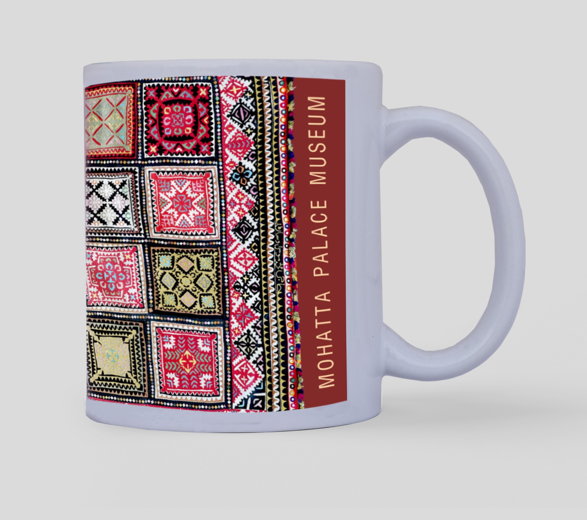 Mug with detail of a patchwork quilt, ralli, Hyderabad, Sindh