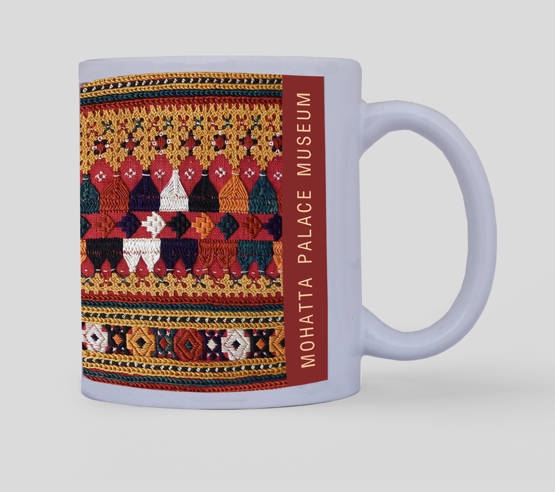 Mug with detail of a woman's sleeve cuff, pashk, Quetta, Balochistan